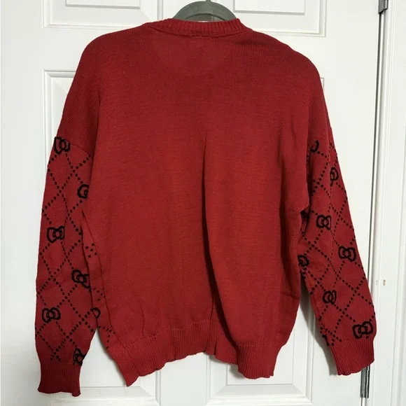 Hello Kitty Red and Black Patterned Crew Neck Sweater - Picture 2 of 2